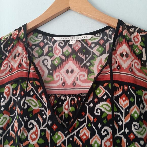 Veronica Beard Rincon Paisley Silk Ruffle Tie Blouse 8 - Picture 4 of 7